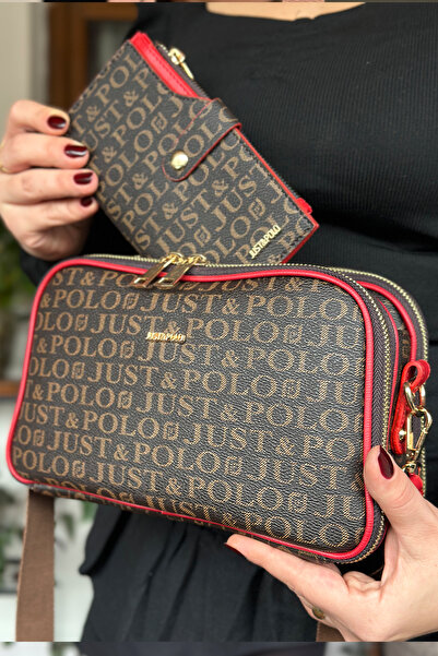 Just Polo Long Strap 5 Compartment Special Series Women's Crossbody Postman Shoulder Bag 2053-Gd Red Combination -Gzd-