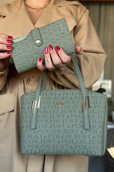 Just Polo Women's Printed Patterned Shoulder Bag and Wallet Set 2066-Jp Green...