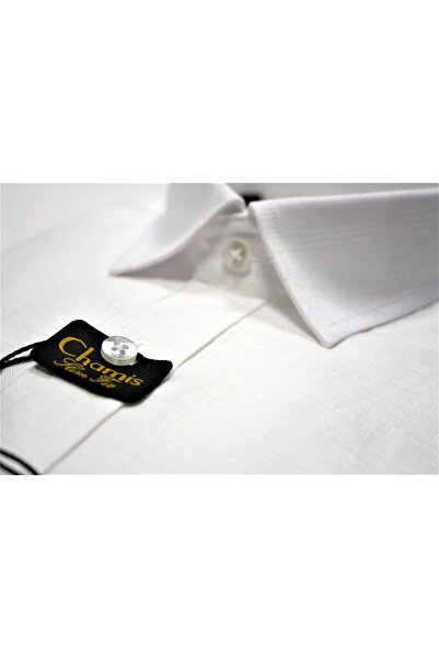 Chamis SlimFit Beyaz Pamuk Keten Resort Yaka Gömlek