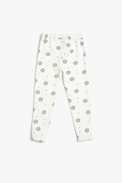 Koton Baby Girl Charcoal Cotton Elastic Waist Floral Jogger Sweatpants 4WMG40096AK