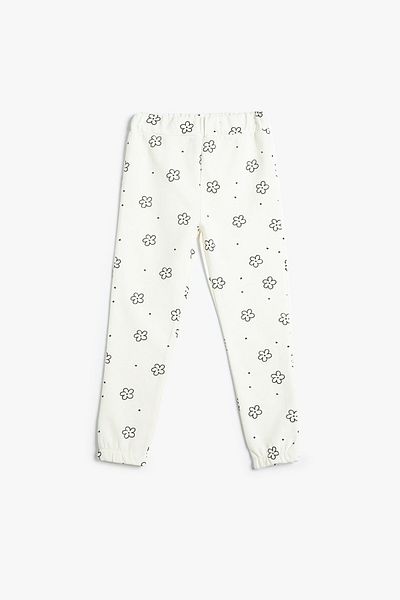 Koton Baby Girl Charcoal Cotton Elastic Waist Floral Jogger Sweatpants 4WMG40096AK