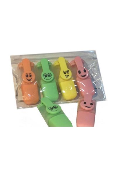 RoseRoi Emoji Smiling Face Pastel Mini 4-Piece Highlighter Set