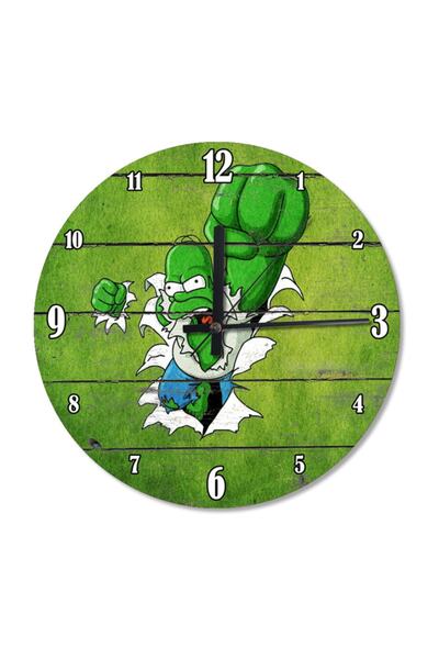 Generic Brand Ρολόι τοίχου με στάμπα Hulk Homer Simpson διαμέτρου 30 εκ.