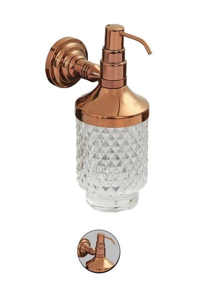 Maya Line Pvd Rose Mounted Liquid Soap Dispenser Frosted Glass 100% Brass