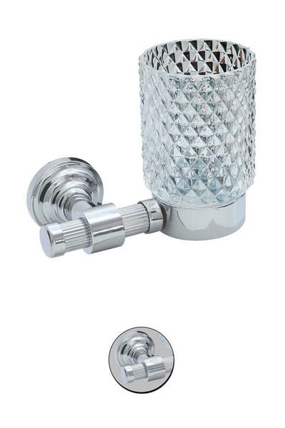 Maya Line Chrome Mounted Toothbrush Holder Frosted Glass 100% Brass