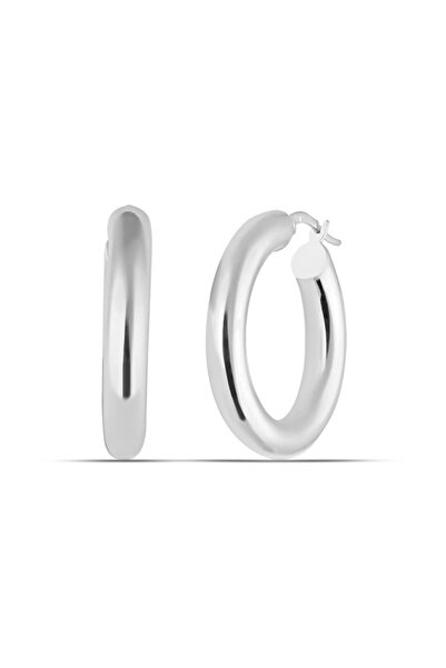 MySilvers 30mm Gümüş Halka Küpe Kadın Rodyum