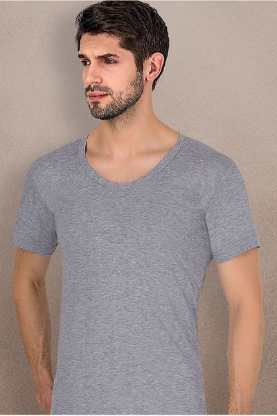 ali altun iç giyim 2034 Super Combed Gray Men's Undershirt - 6 Pieces