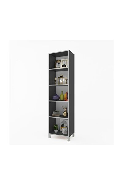 Kenzlife Kitaplık Tuğçe 188*040*020 Gri Ayaklı Mutfak Dolabı Banyo Ofis Ayakkabılık Kiler