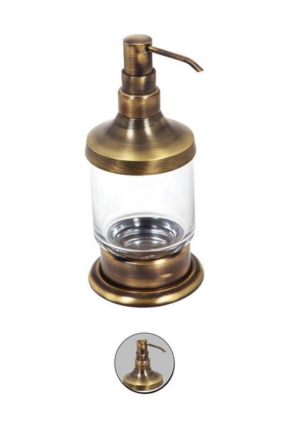 Maya Liberty Antique Countertop Liquid Soap Dispenser Glass 100% Brass