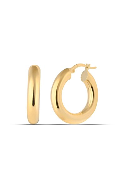 MySilvers 25mm Gümüş Halka Küpe Kadın Altın