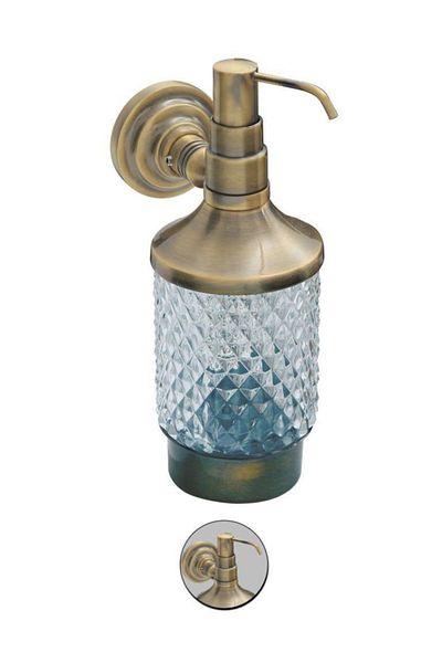 Maya Line Antique Mounted Liquid Soap Dispenser Frosted Glass 100% Brass