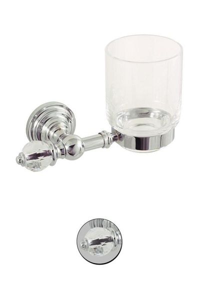Maya Diamond Chrome Mounted Toothbrush Holder Glass 100% Brass
