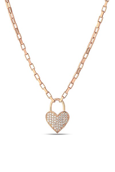 MySilvers Kalbin Kilidi Kolyesi Kadın Rose