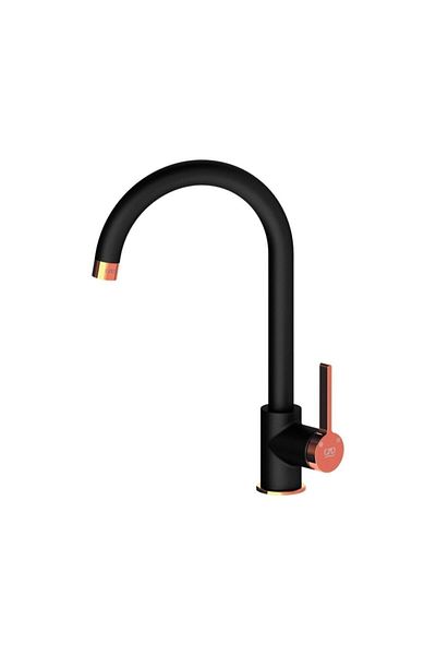 GPD Gildo Mte165-s-r Single Body Sink Faucet Black Rose Gold