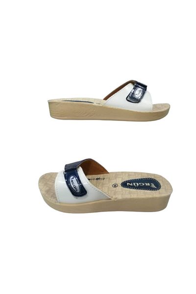 Ergün Γυναικείες Παντόφλες Navy Blue White Daily Er87-10