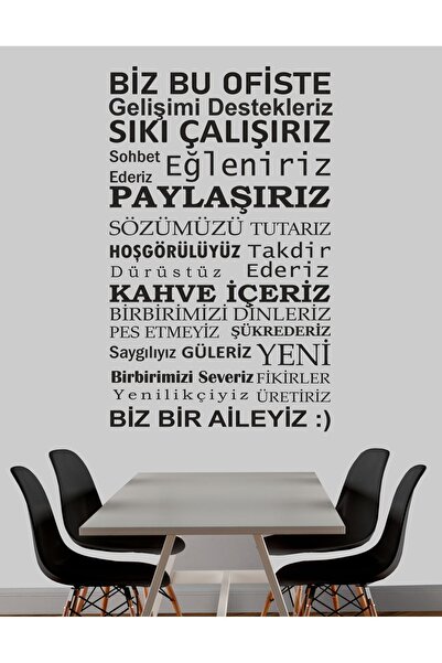 TRC TRAFİK 115x71 Cm Decorative Black Office Rules Wall Sticker