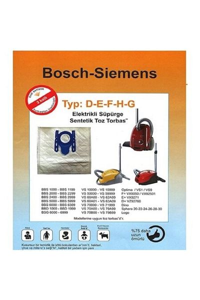 Bosch Siemens D-e-f-h-g Vacuum Cleaner Bag - 5 Pieces