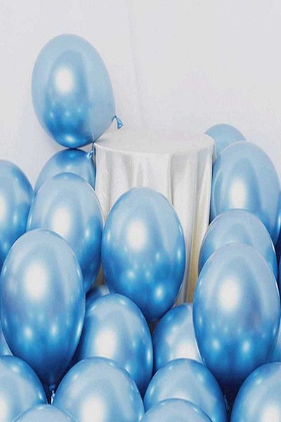 Parti dolabı Chrome Shiny Metallic Blue Color 50 Balloons