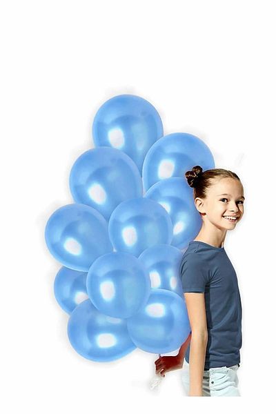 Parti dolabı Blue Color Metallic Balloon 50 Pieces (Pack of 50)