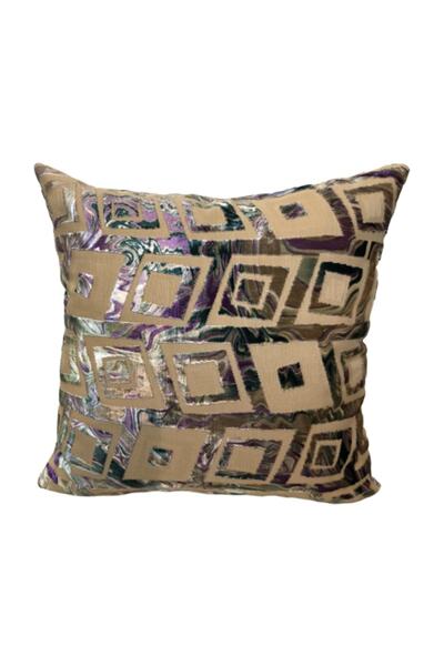 Flora Home Geometrik Desenli Kadife Dekoratif Kırlent Kılıfı 45x45 Cm