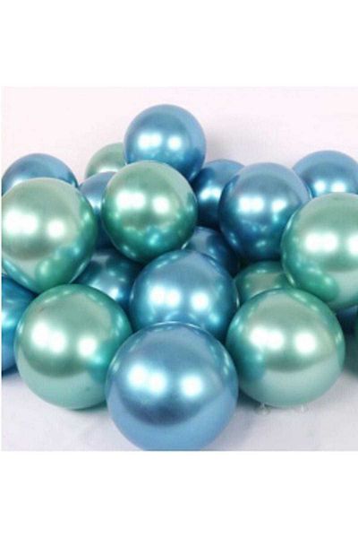 Parti dolabı Chrome Shiny Metallic Green-Blue Color 10 Balloons