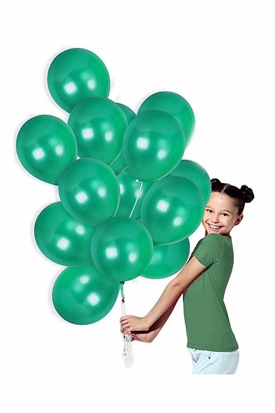 Parti dolabı Green Color Metallic Balloon 50 Pieces (Pack of 50)