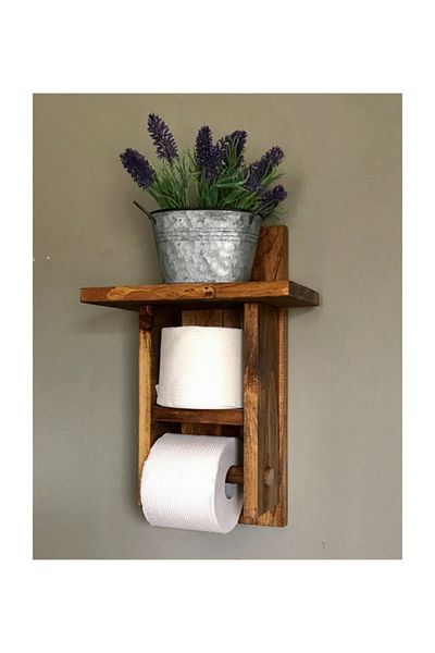 AHŞAP ATÖLYE Wooden Home Multi-Purpose Decorative Wooden Toilet Paper Holder Wooden Toilet Paper Holder Model38