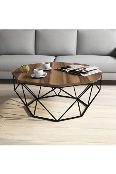 Variant Mobilya Diamond Metal Ayaklı Orta Sehpa - Ceviz