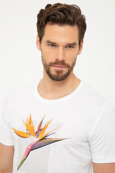 Pierre Cardin Λευκό T-shirt Slim Fit Crew Neck