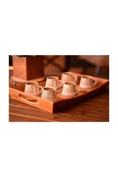 Bambum B0933 Hanzade 6-Person Coffee Cup Set with Pattern Base