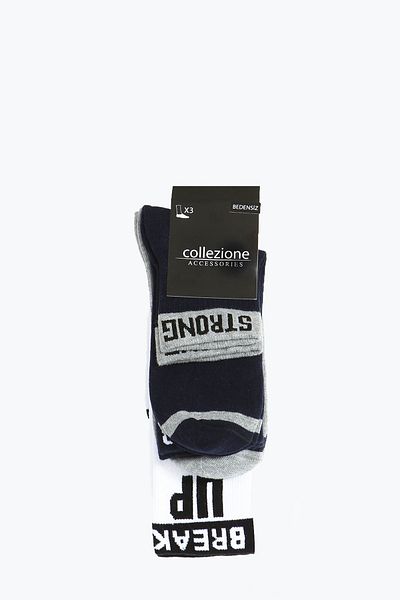 Collezione Black Text Detailed 3-Piece Men's Socks