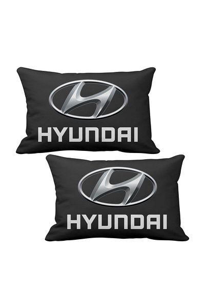 ASR Hyundai 2 Piece Luxury Car Neck Pillow Black And Wooden Logo Keychain