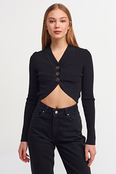 Dilvin Cardigan scurt curbat cu decolteu în V
