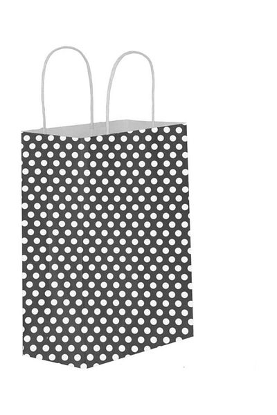 Eminonutoptanci Black Polka Dot Oversize Paper Gift Bag - 25 Pieces