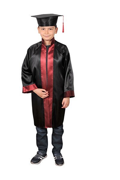 Mezuniyetshop Robă de absolvire Școala primară Negru Roșu Claret