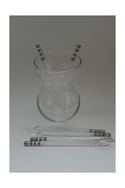 Üncam Set of 6 SiLver CoLor GiLded Luxury GLass Teaspoons