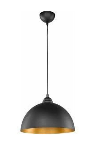 RİOLİGHT 30 Cm Yellow Metal Pendant Lamp - Black Inside