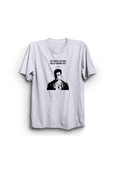 fame-stoned Μπλουζάκι Unisex White Fight Club Fight Club με στάμπα