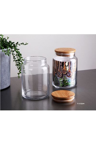 GÖNÜL Glass Jar with Bamboo Lid 2 Pieces - 0.8 Lt