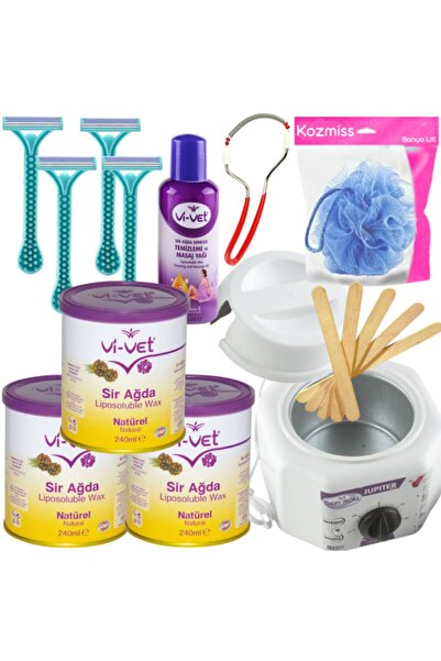 Kozmiss Ağda Isıtıcı Makine 240 Ml Naturel Konserve Ağda Seti 9 Parça