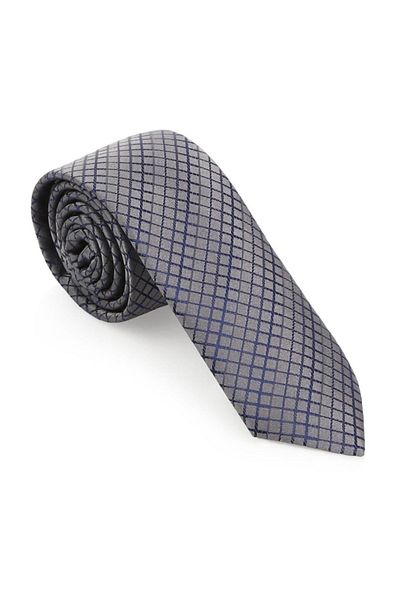 Brianze Gray Plaid Slim Tie- Skac-4