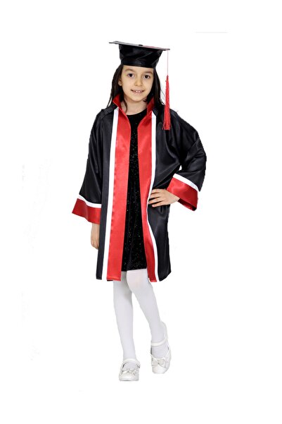 Mezuniyetshop Robă de absolvire a grădiniței Negru Roșu Alb