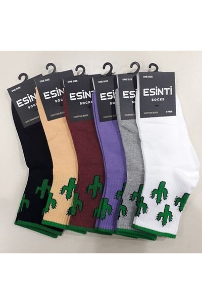 Esinti 6 τεμάχια Unisex Κάλτσες με μοτίβο κάκτου Cheerful College