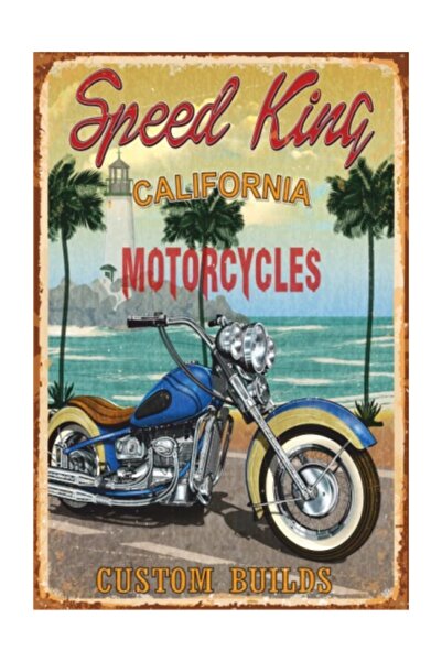 Hayat Poster Μίνι ρετρό ξύλινη αφίσα - Speed ​​King Motor (10 cm X 20 cm)