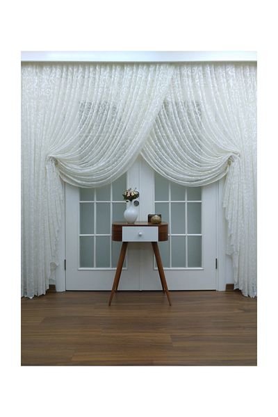 Esse Home Special Knitted Textured Double Breasted Tulle Curtain High Gramage, 200X260, Kravuze, 1/4