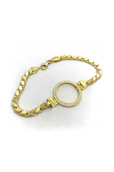 Erer Gümüş Gümüş Çeyrek Altın Konulan Çerçeveli Bileklik Cn47e2