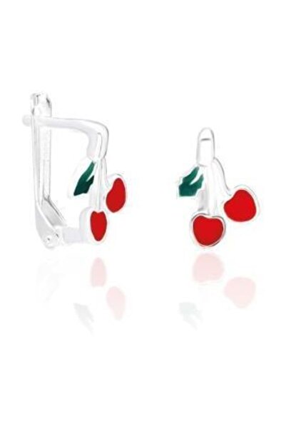 Aykat Gümüş Çocuk Küpe Kiraz Model Klipsli 925 Ayar Gümüş Küpe Kupe-328