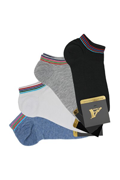 A CLASSE حزمة من 4 جوارب نسائية مخططة ملونة مطاطية