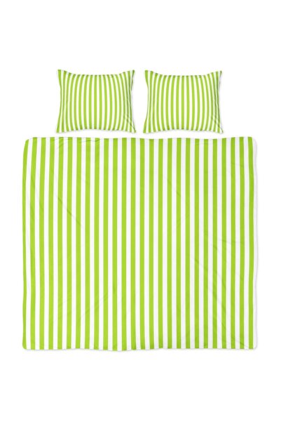 Helen George Back To Basics - Green Striped Double Duvet Cover Set 200cmx220cm
