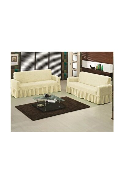 Armağan BÜRÜMCÜK ÇEKYAT ÖRTÜSÜ 3 LÜ İKİ ADET KREM RENK